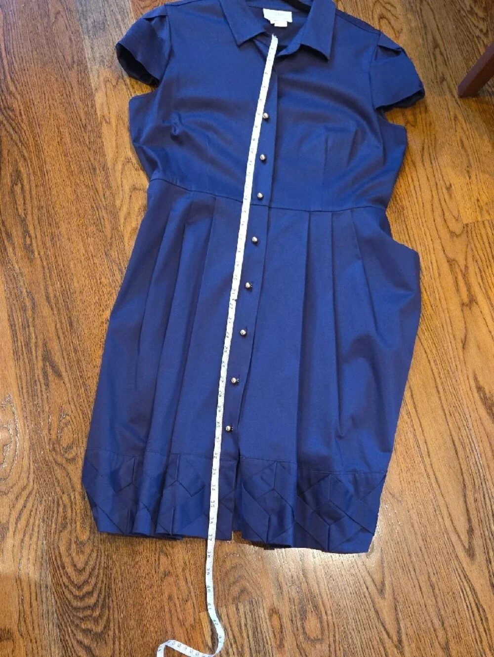 Kate spade Rich Navy with Gold Buttons Front Pleated Dress, Incredible Detail